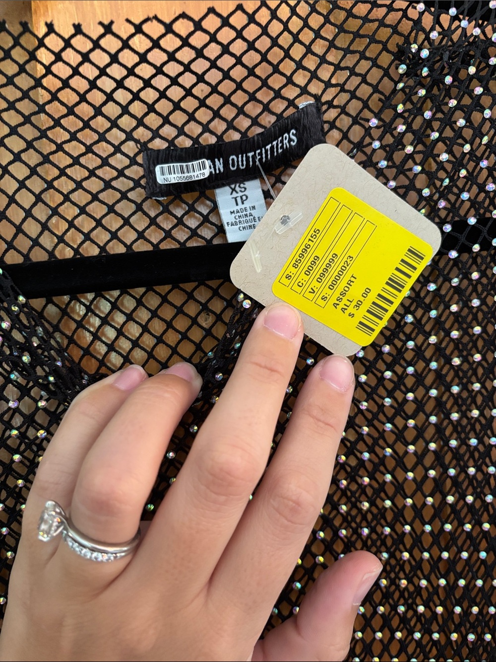 Urban Outfitters Black Rhinestone Mesh Slip Dress - Picture 3 of 6
